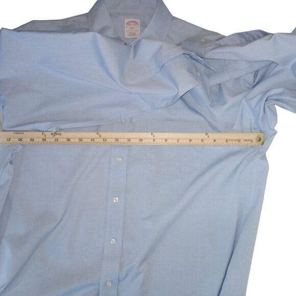 Brooks Brothers 346 Shirt 161/2 4/5 Non-Iron blue Button Up - Picture 7 of 10